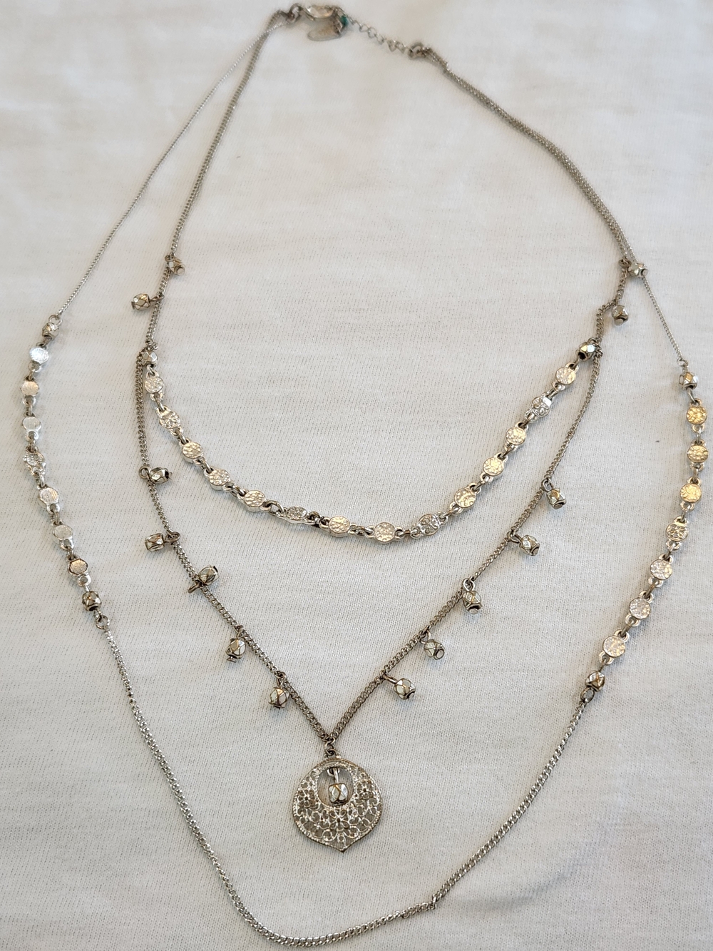 Nine West Silver-Tone Layered Filigree Pendant Necklace